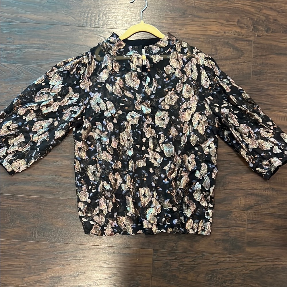 ba&sh Black and Purple Sheer Blouse